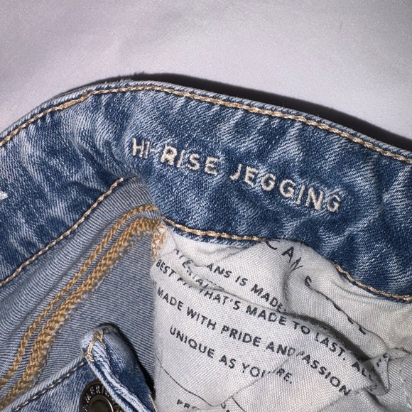 American Eagle Size 6 Short Medium Wash Distressed High Rise Jegging Jeans - Picture 8 of 11